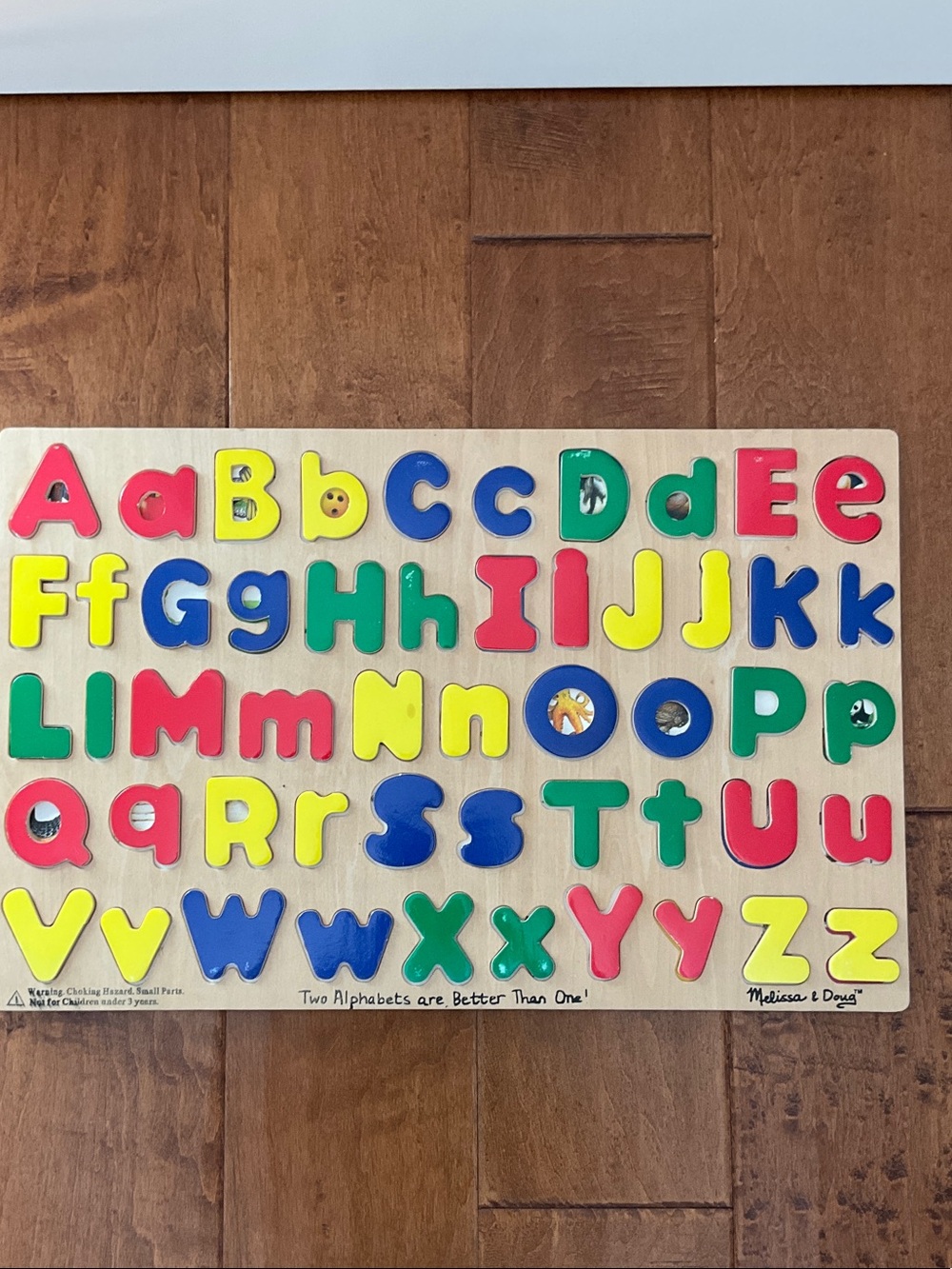 Melissa & Doug Double Alphabet Wooden Puzzle +ABC stickers